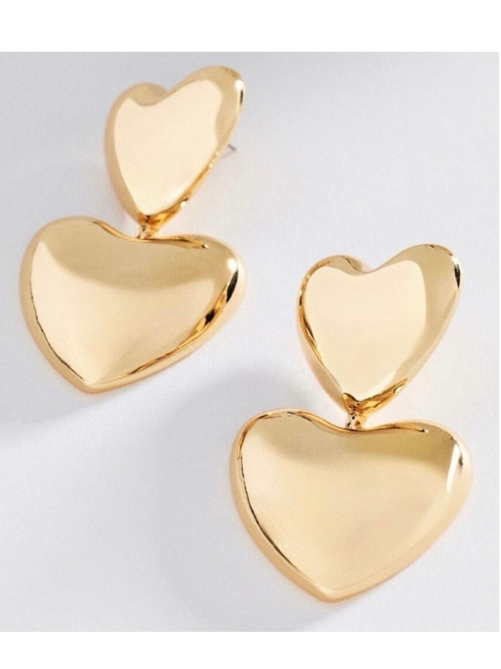 Anthropologie Double Heart Drop Earrings